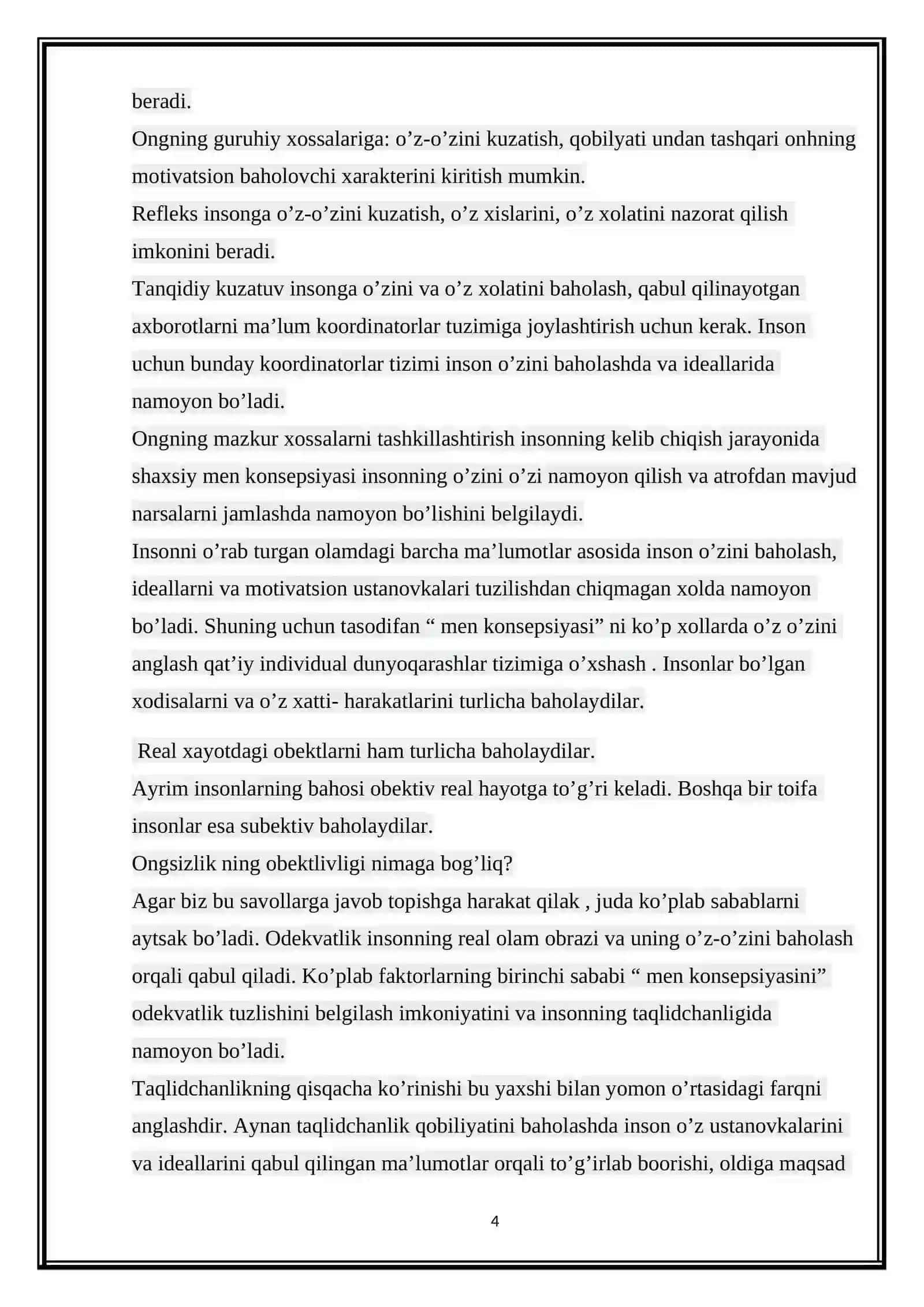 Psixologiyada ong va ongsizlik muammosi 4