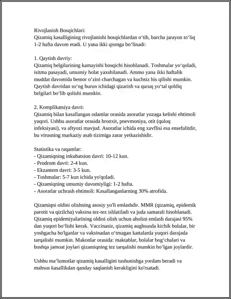 BOLALAR INFEKSIYASI.QIZAMIQ QIZILCHA.SUVCHECHAK.SKARLATINA.TEPKI 4