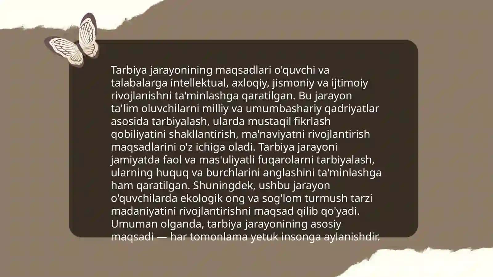 Tarbiya fanining maqsadi by Yusupova Dildora 4