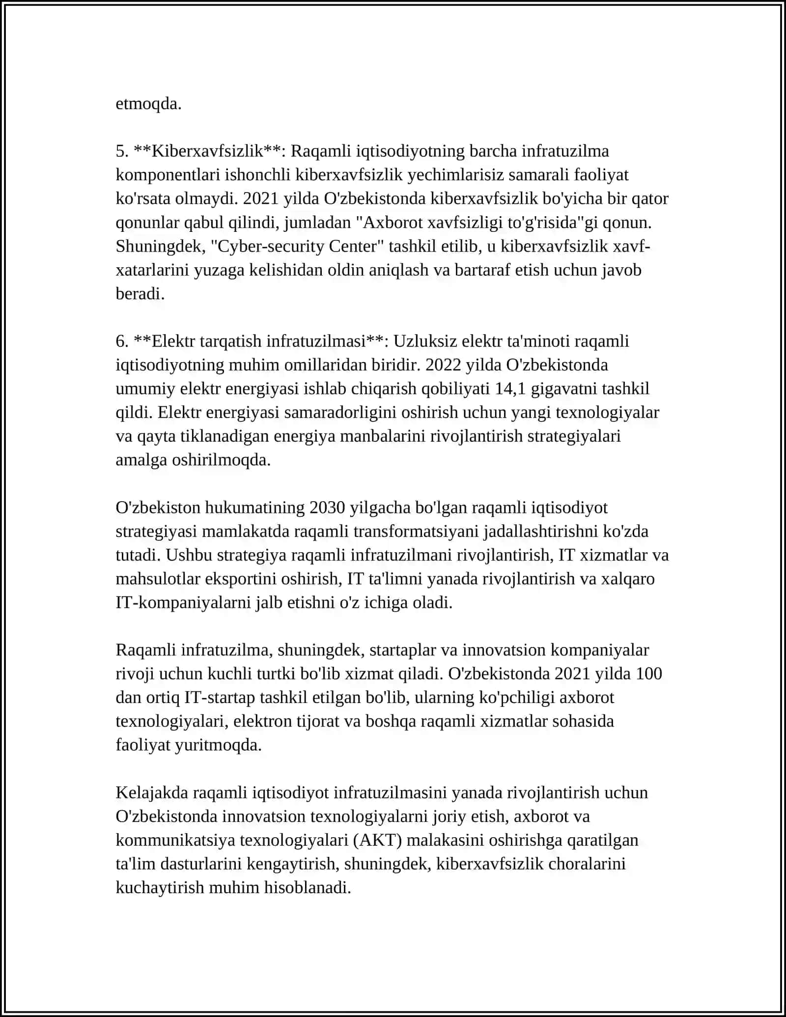 INNOVATSIYALAR UCHUN ZAMONAVIY INFRATUZILMA 4