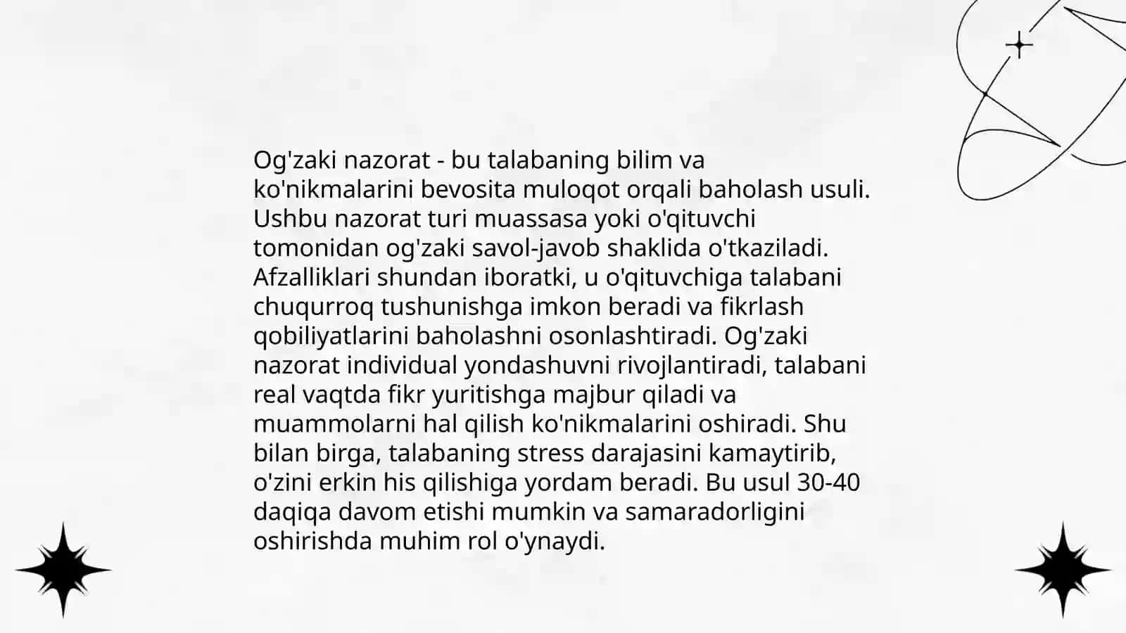 O'quvchilarni bilim ko'nikma va malakalarini nazorat qilish turlari,shakli, metodlari 4