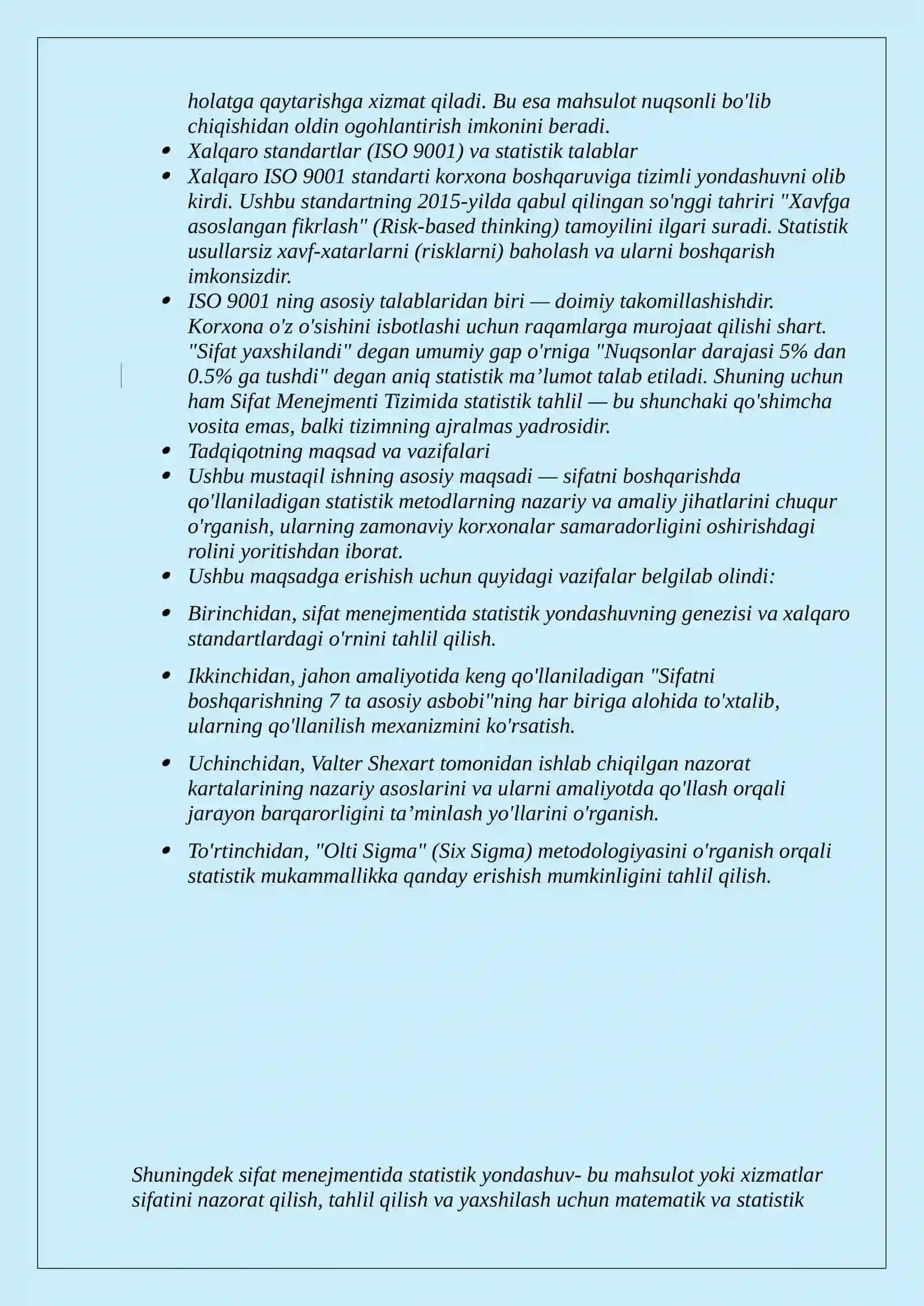 SIFAT MENEJMENTIDA STATISTIK USULLAR 4