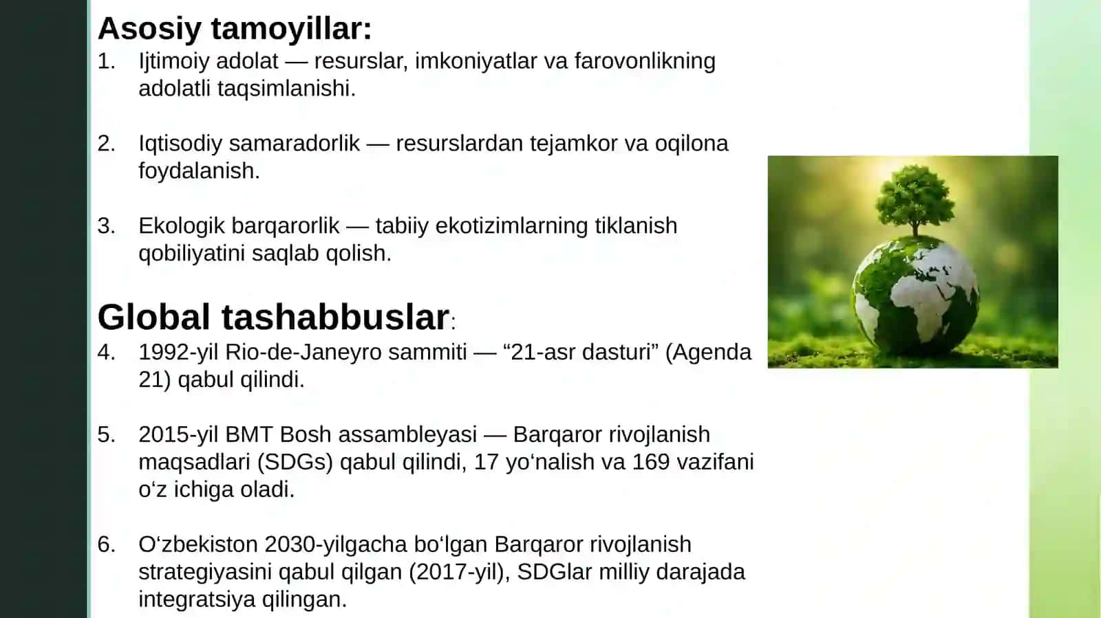 Yashil iqtisodiyot. Barqaror rivojlanish kontsepsiyasi. 4