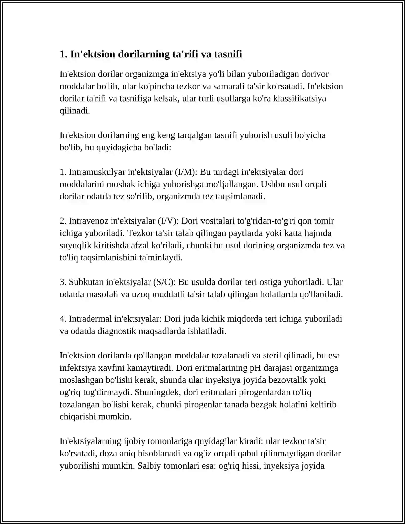 In'ektsion dorilar va ularning xususiyatlarini o'rganish 4