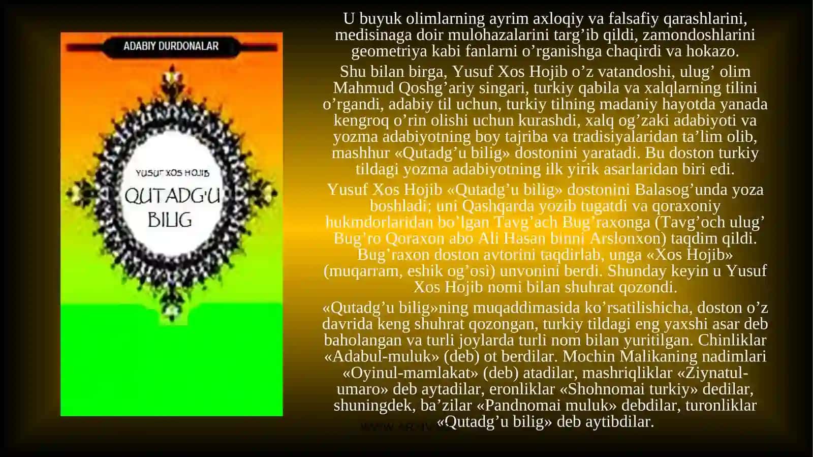 Yusuf Xos Xojib “Qutadg’u bilig” asari 4