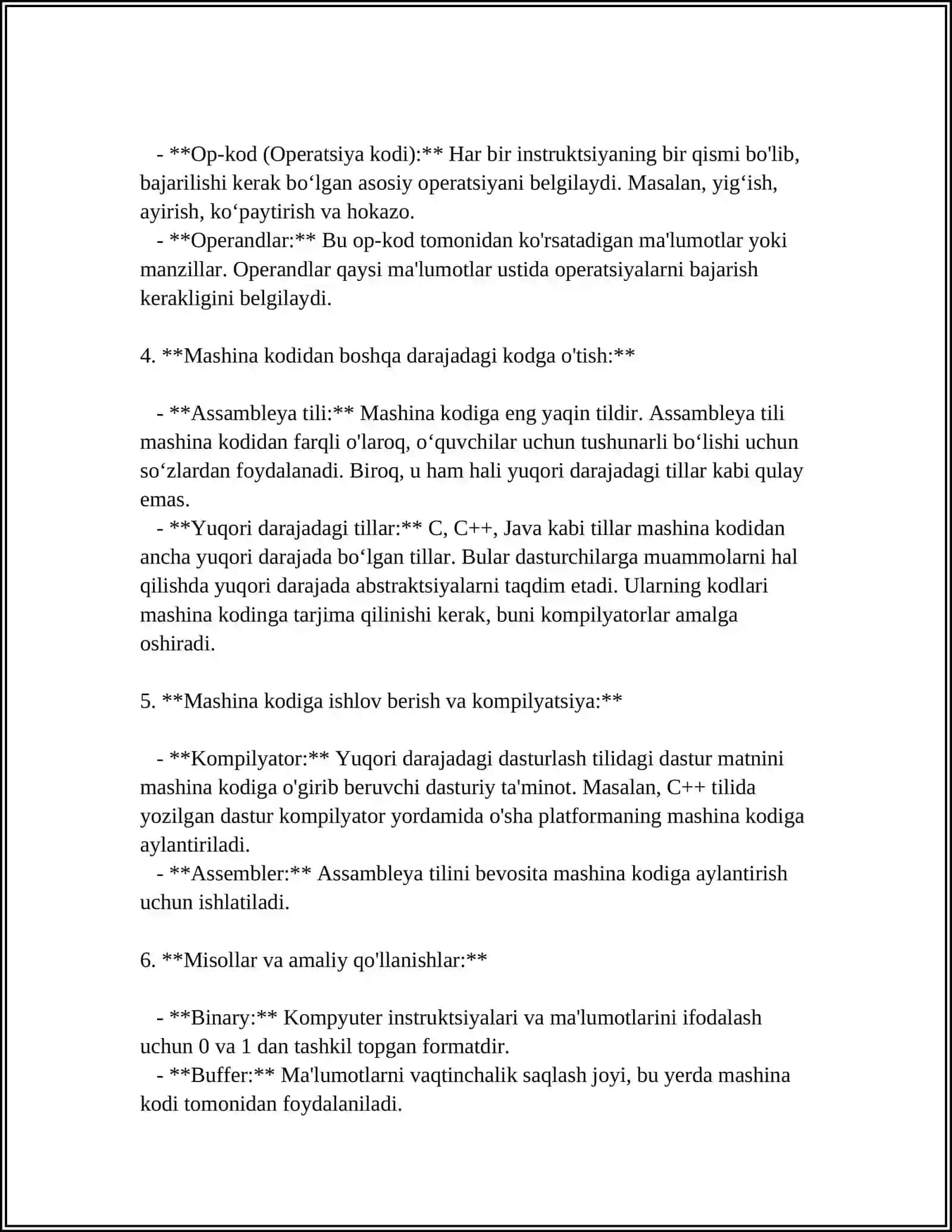 DASTURIY TAQDIMOT SATHI MASHINA KOD MINEMA KOD VA DASTURLASH TILLARI 4
