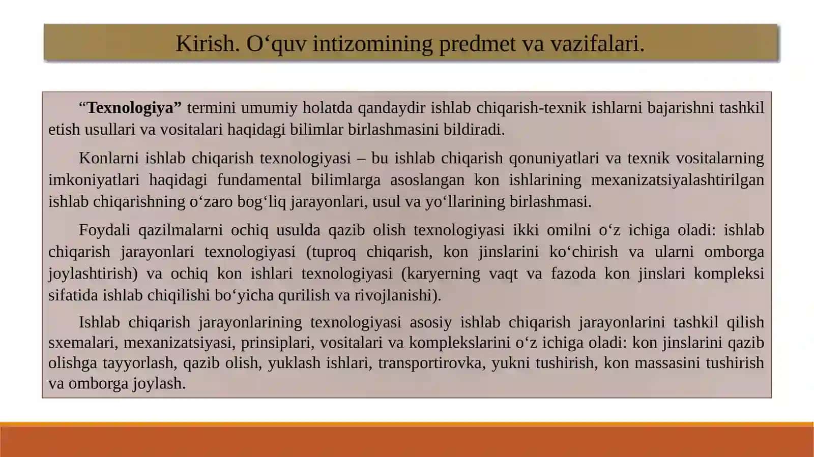 KIRISH. OCHIQ KON ISHLARI TO‘G‘RISIDA ASOSIY TUSHUNCHALAR 4
