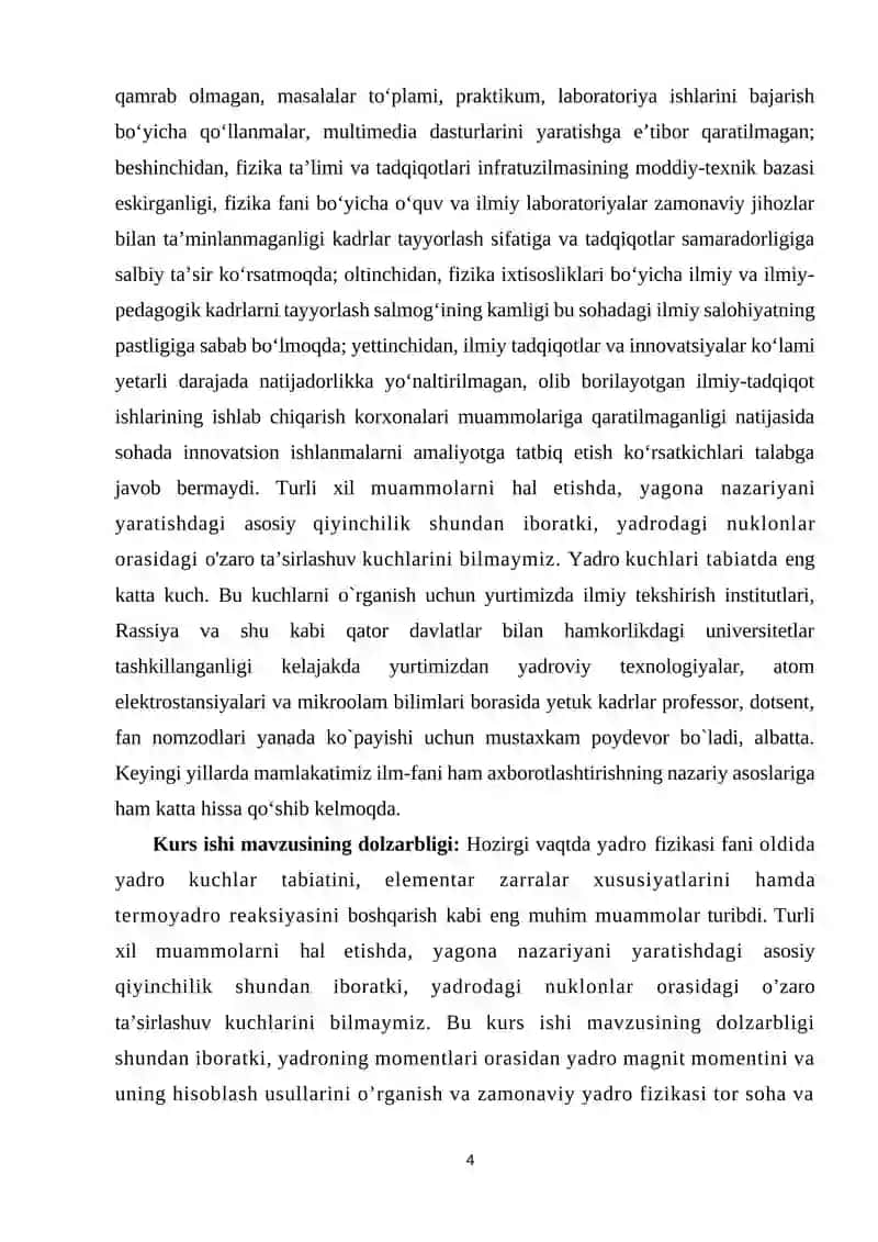 Yadro magnit momenti. Yadro magnit momentini Shmid modeliga ko`ra hisoblash. 4