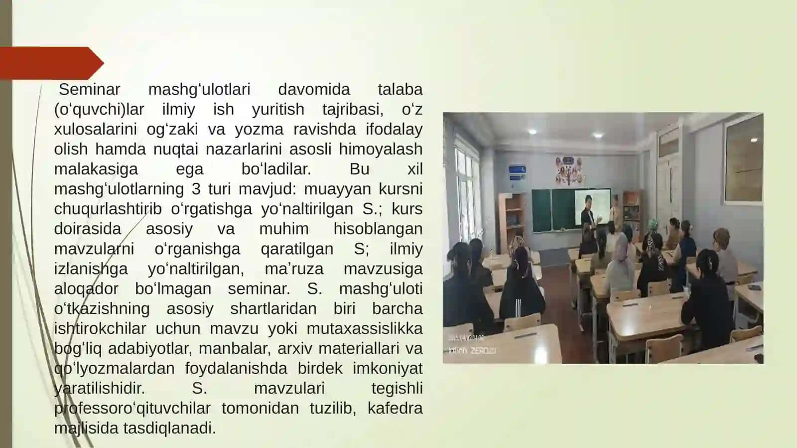 Seminar mashg’ulotlariga tayyorgarlik ko’rish 4