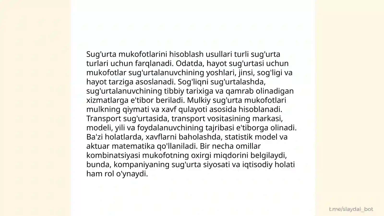 Sug'urta zahiralarini shakillanish usullari 4