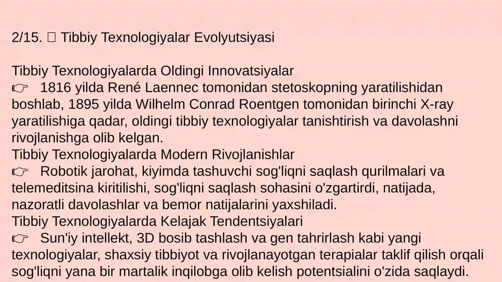 Innovatsiyalar. Inovatsion tibbiy texnologiyalari va ularning tibbiyotdagi ahamiyati 4