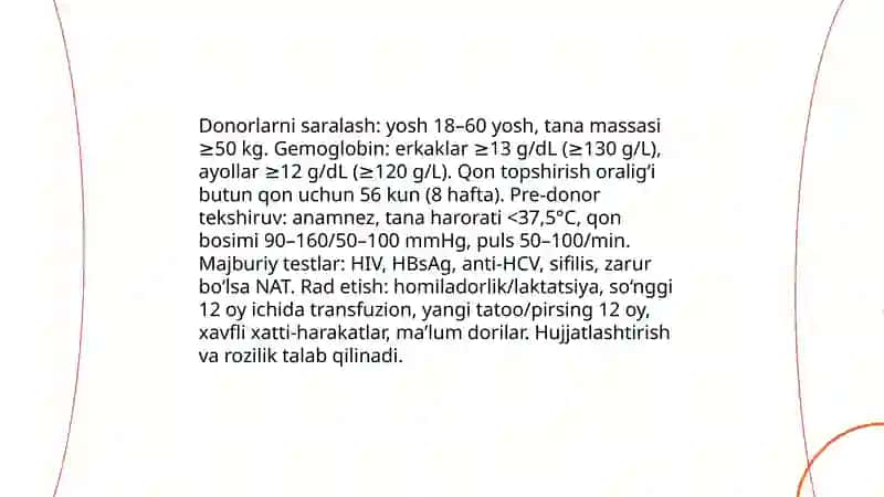 Donorlar qoni, uning tarkibiy qismlari va preparatlari 4