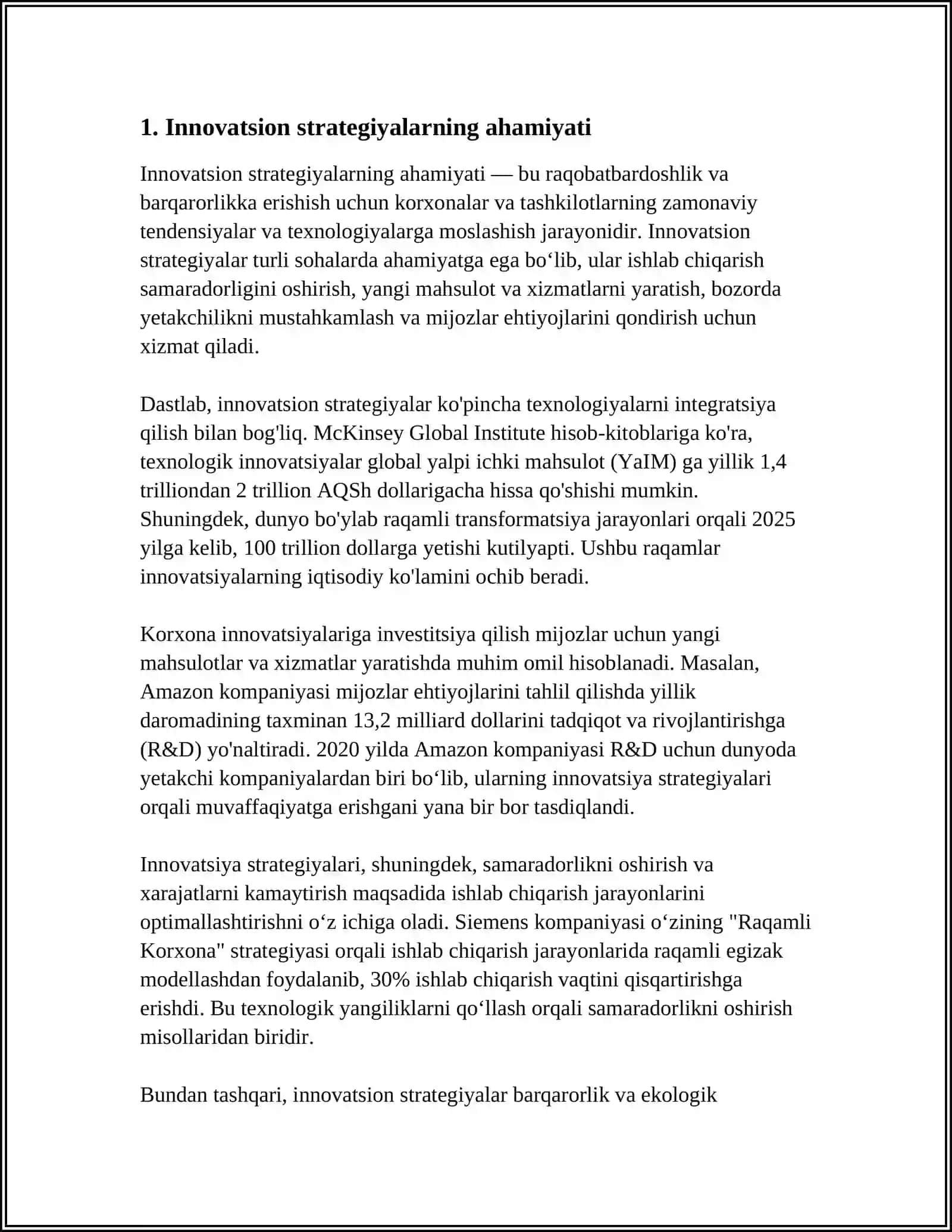 INNOVATSIONLAR ASOSIDA BIZNES KOMPANIYALARINING RIVOJLANISHI 4