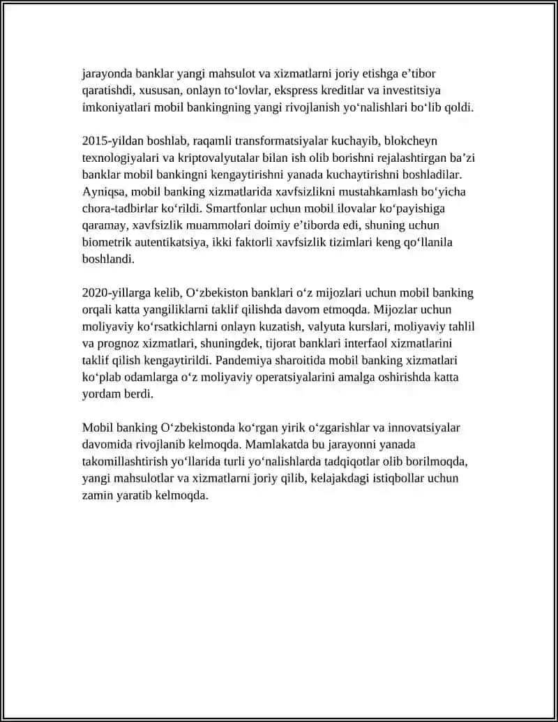 O‘ZBEKISTONDA MOBIL BANKING DASTURINING RIVOJLANISHI VA UNING ISTIQBOLLARI 4