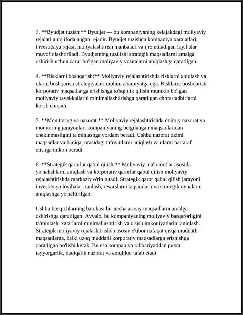 Strategik moliyaviy rejalashtirish va korporativ maqsadlar 4