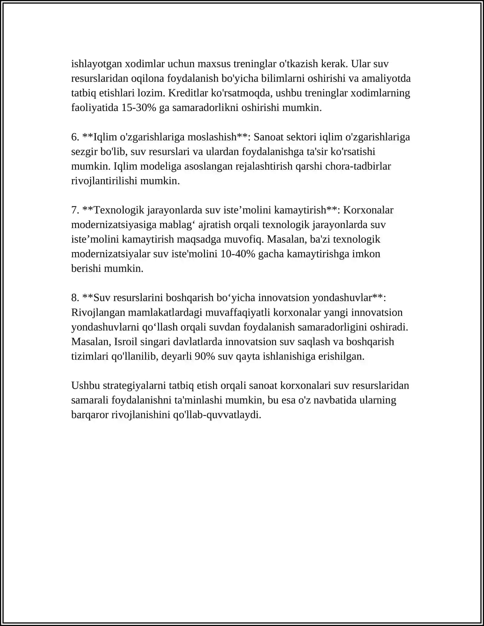 Sanoat korxonalarida suv resurslaridan samarali foydalanish strategiyalari 4