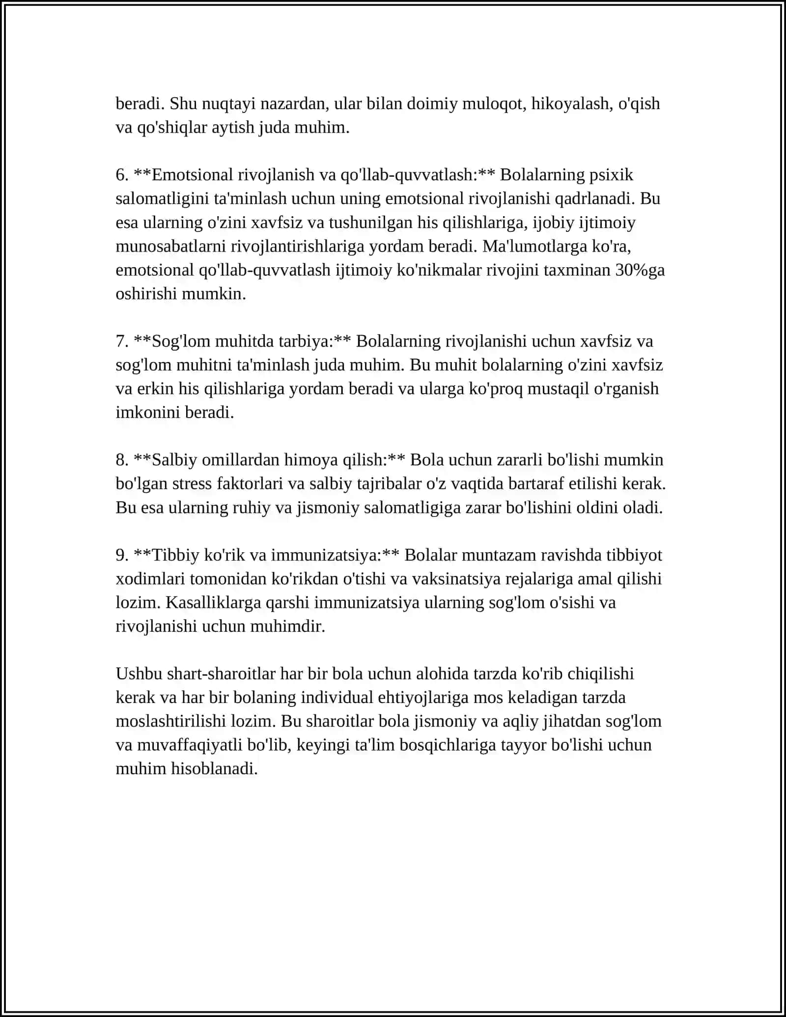 REFERAT - MAKTABGACHA YOSHDAGI BOLALAR RUVOJLANISHINING UMUMIY SHART SHAROITLARI 4