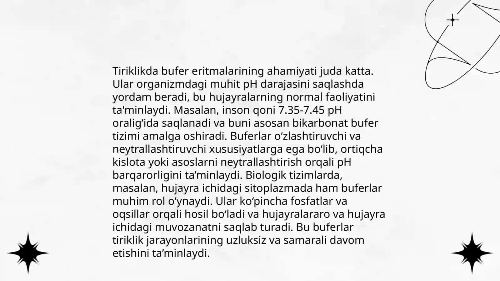 Elektrolit eritmalarda pH ning qiymati, bufer eritmalarning tirik organizmdagi roli 4