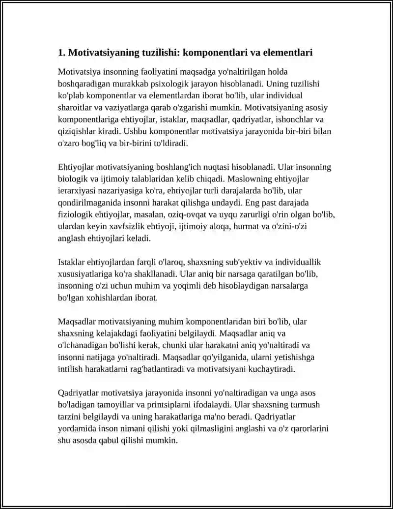 MOTIVATSIYANING TUZILISHI VA ASOSIY FUNKSIYALARI ASOSIY TURLARI VA RIVOJLANISH BOSQICHLARI 4