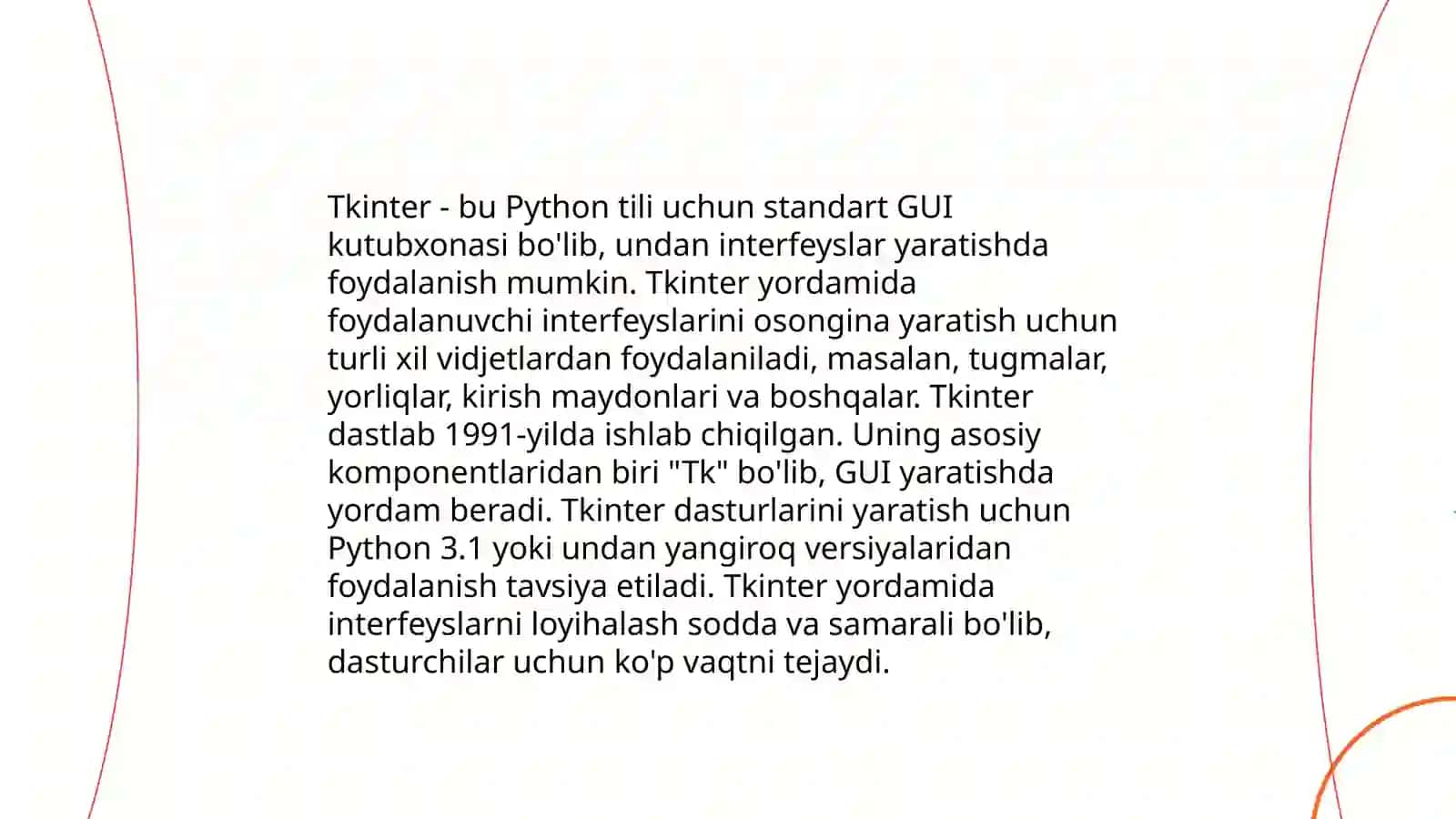 Tkinter kutubxonasi asosida ilovalar yaratish 4