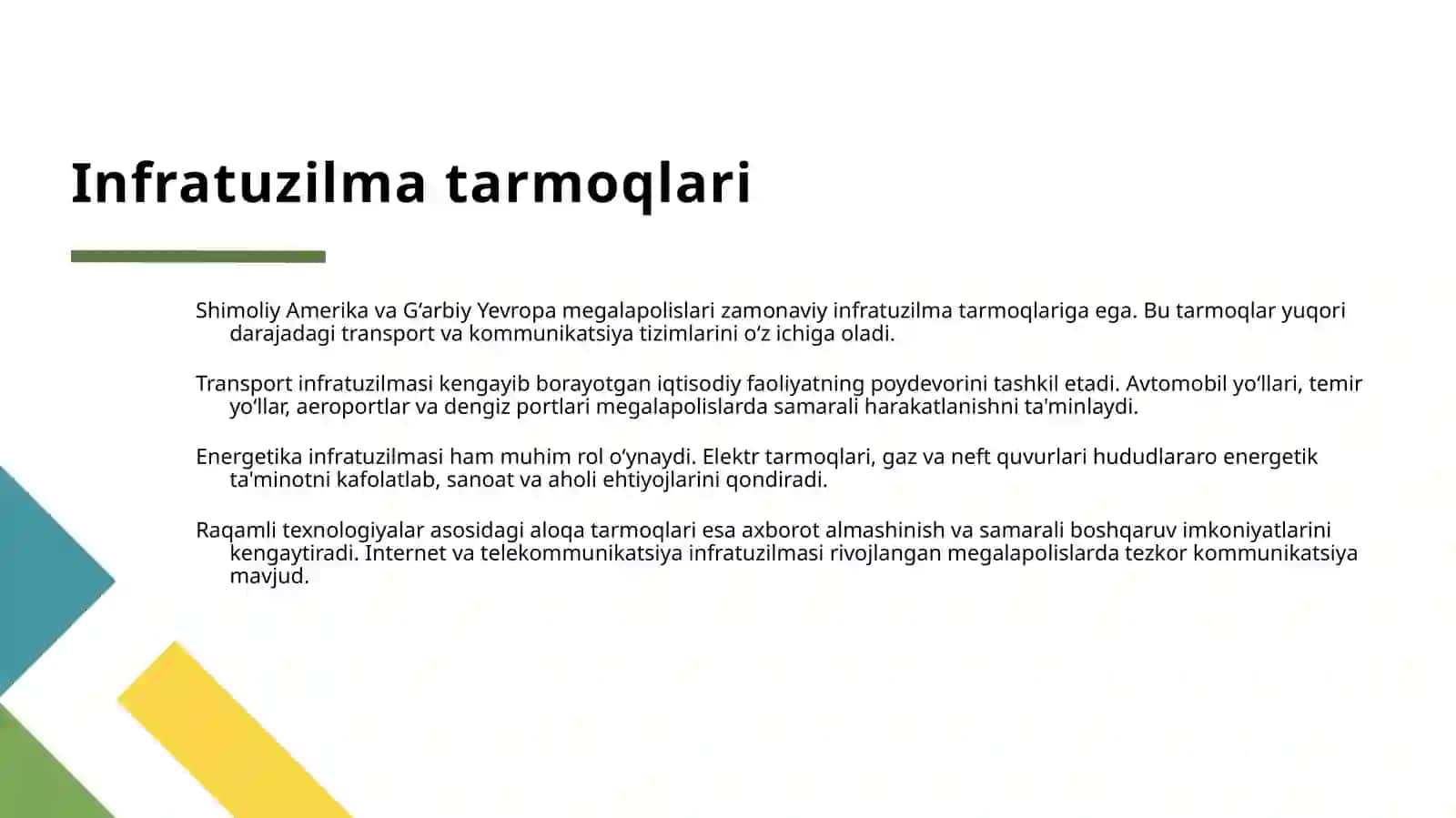 SHIMOLIY AMERIKA VA G‘ARBIY YEVROPA MEGALAPOLISLARI 4