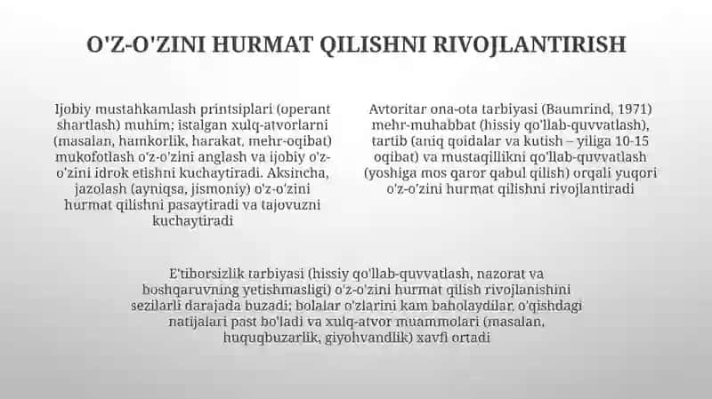 Tarbiyaning o'ziga xos xususiyatlari 4