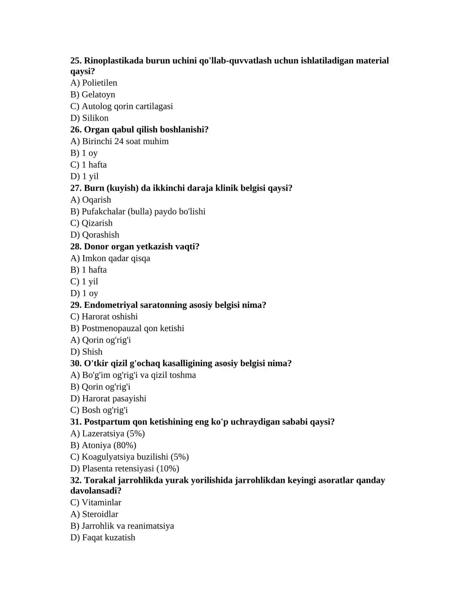 Tibbiyot toifa testlari 4