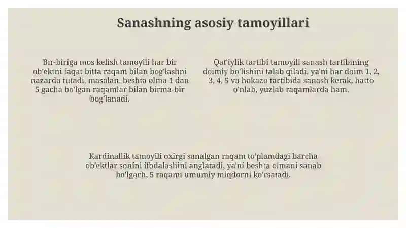Sanash tizimlarining asoslarini tartib va miqdor bulut raqamlari 4