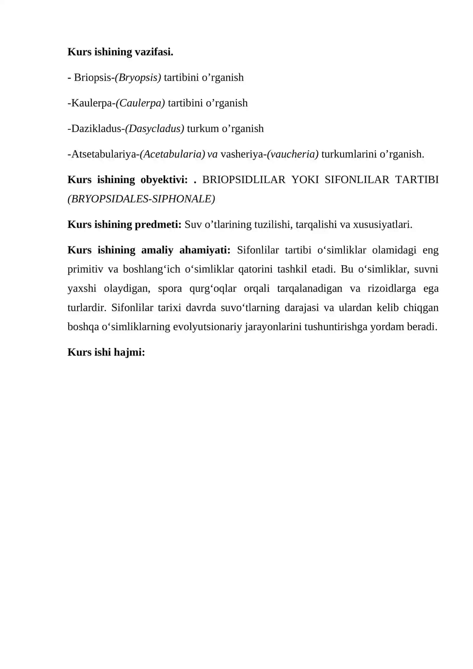 Briopsidlilar yoki sifonlilar tartibi suvo’tlarning sistematkasi 4