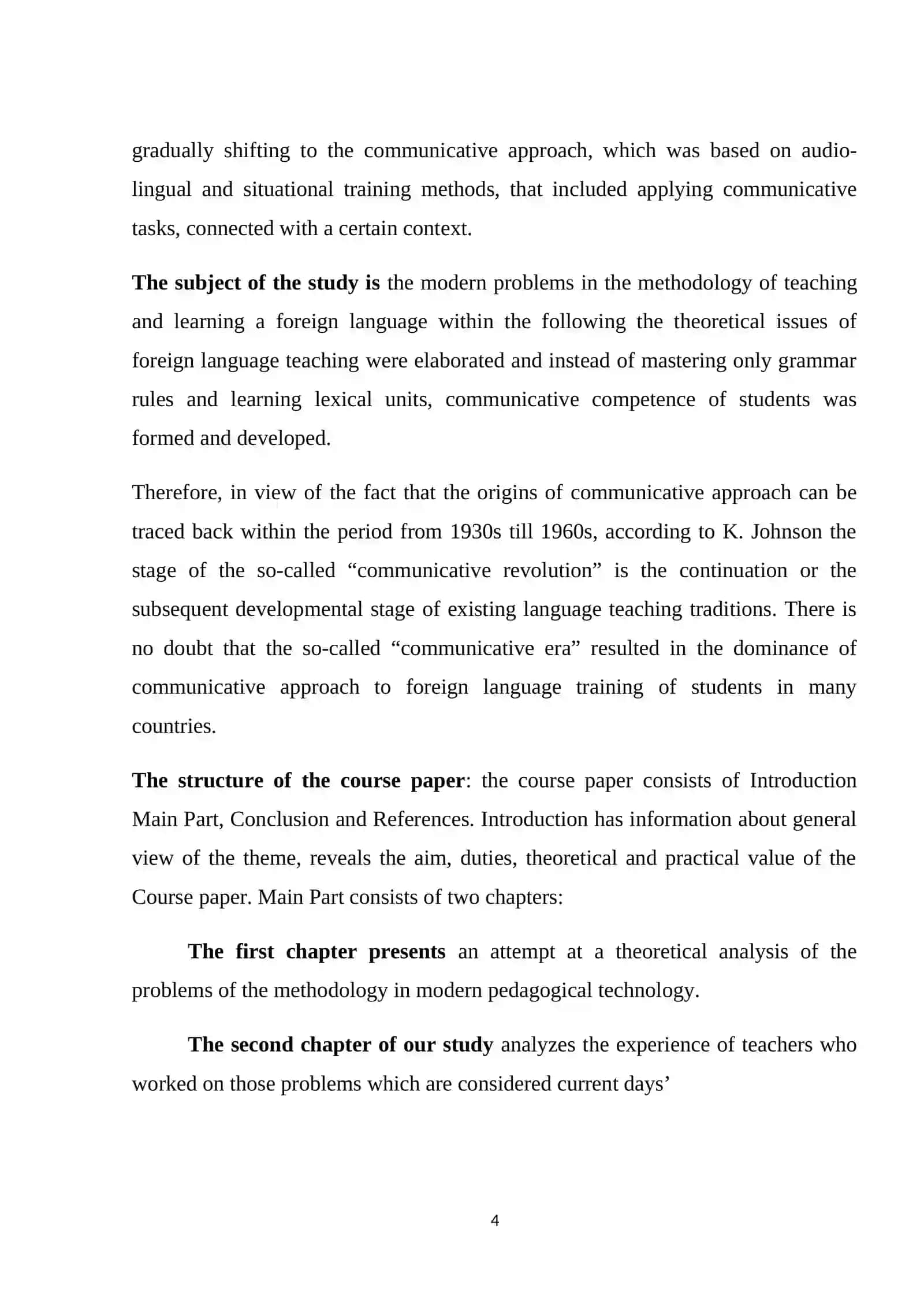COURSE WORK: MODERN PROBLEMS IN THE METHODOLOGY OF TEACHING AND LEARNING A FOREIGN LANGUAGE REMOTELY 4