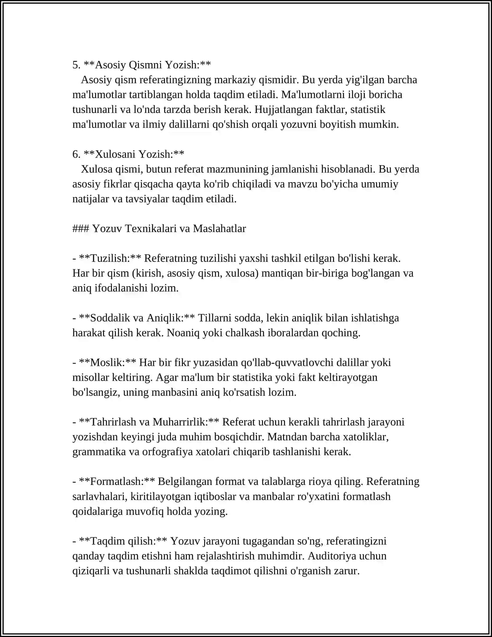AKADEMIK YOZUVNING ASOSIY JANRLARI (REFERAT, TAQRIZ, ANALITIK....) 4
