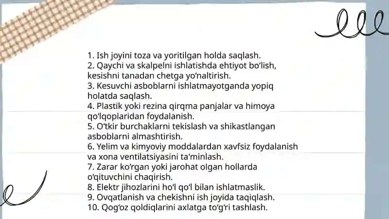 Qog'oz va karton bilan ishlash darslarining mazmuni 4