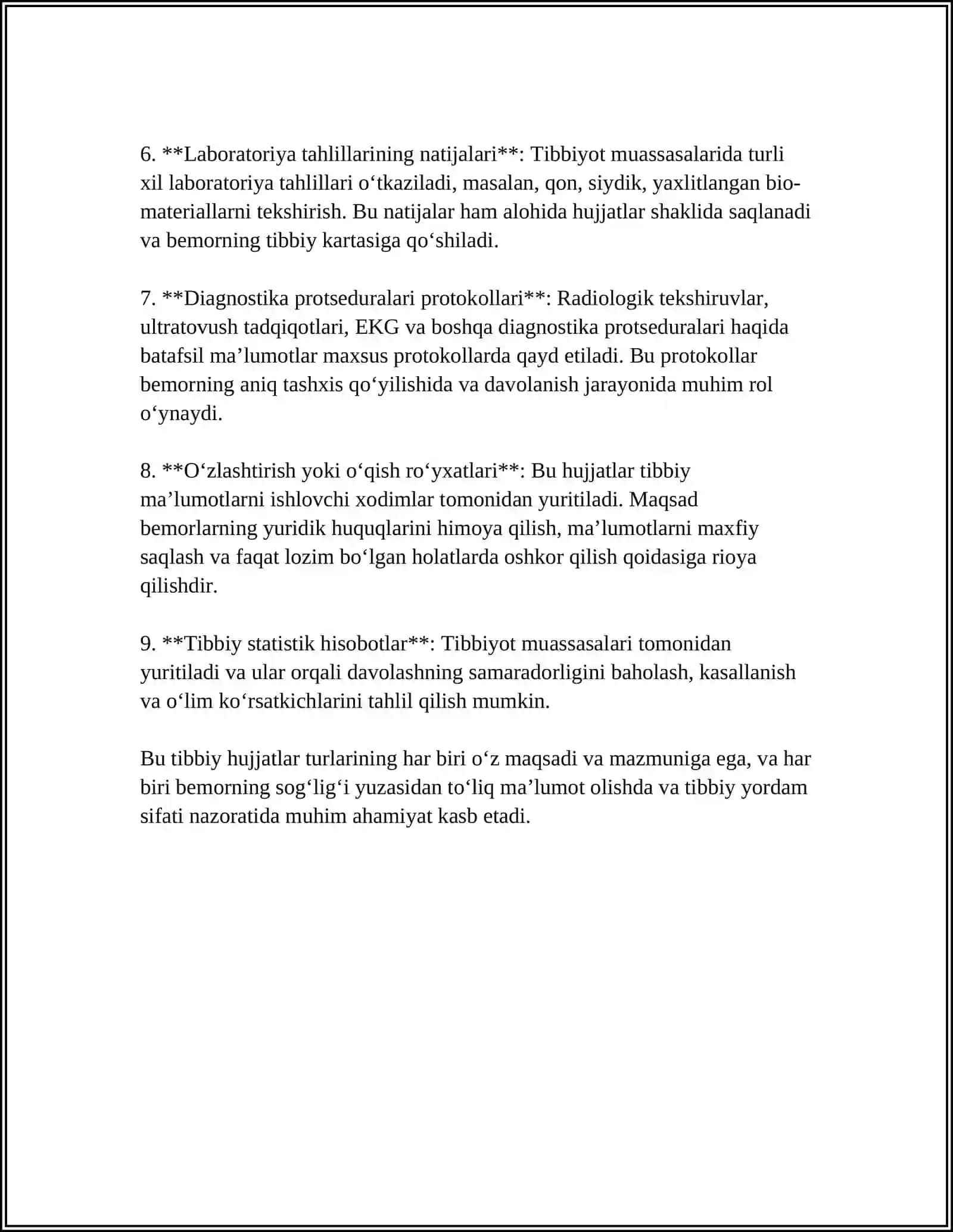 TIBBIY HUJJATLARDAN NAMUNA TOPLASH 4