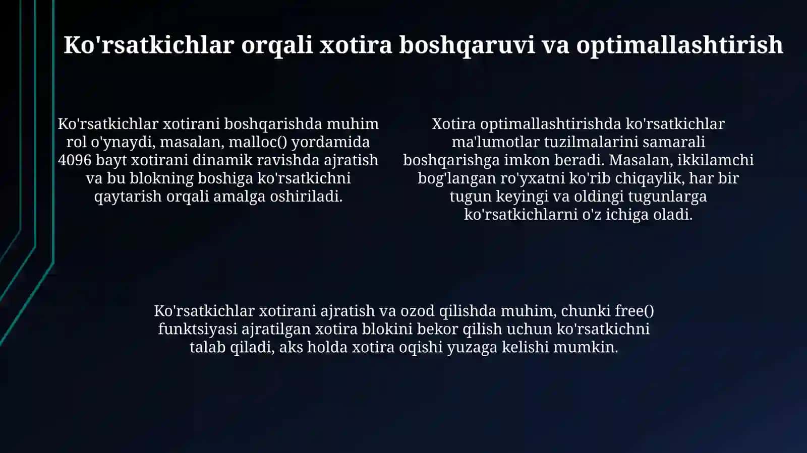 Koʻrsatkichlarning tarmoq xususiyatlari 4