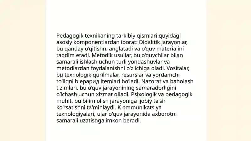 O'qituvchining pedagogik texnikasi va uning tarkibiy qismlari, pedagogik muloqot, pedagogik takt va muloqot madaniyati, pedagok nutqi va unga qoyiladigan talablar. 4