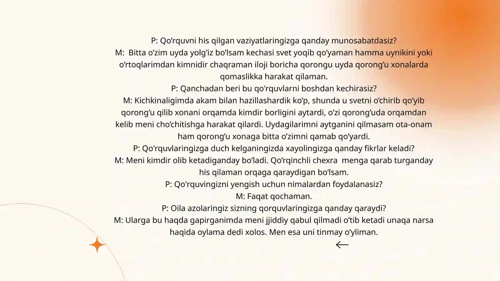 Fobiya va qo'rquv xolati DAGI SHAXS BILAN KONSULTATSIYA 4