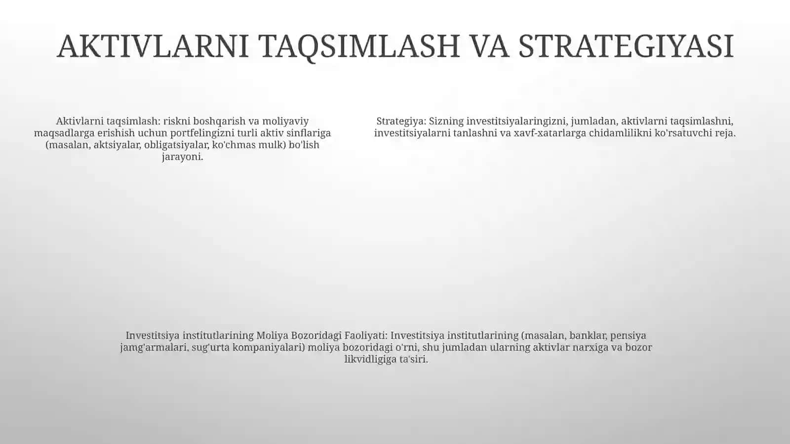 Investitsiya Institutlarining Moliya Bozoridagi Faoliyati 4