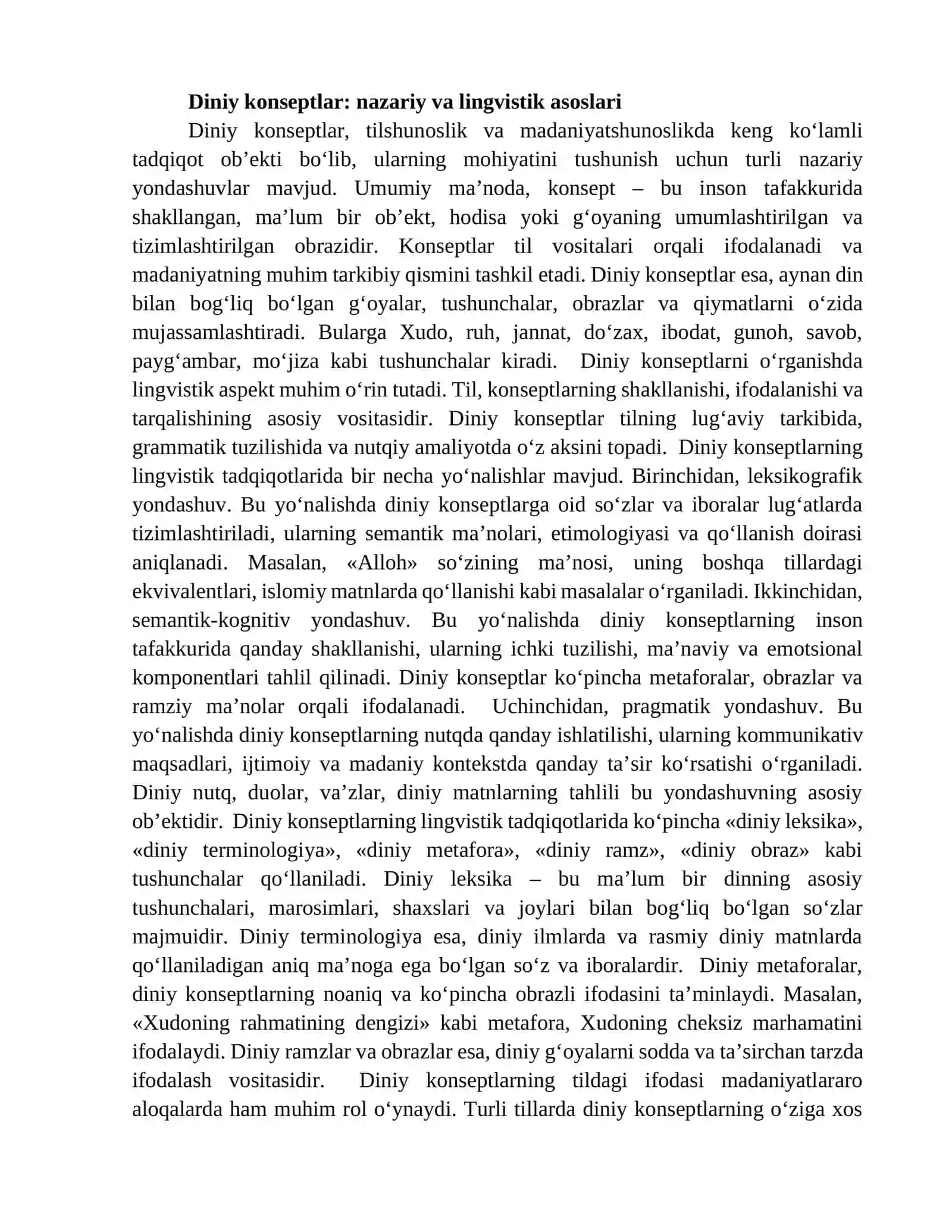 Diniy konseptlarning tildagi ifodasi va uning lingvomadaniy ahamiyati 4