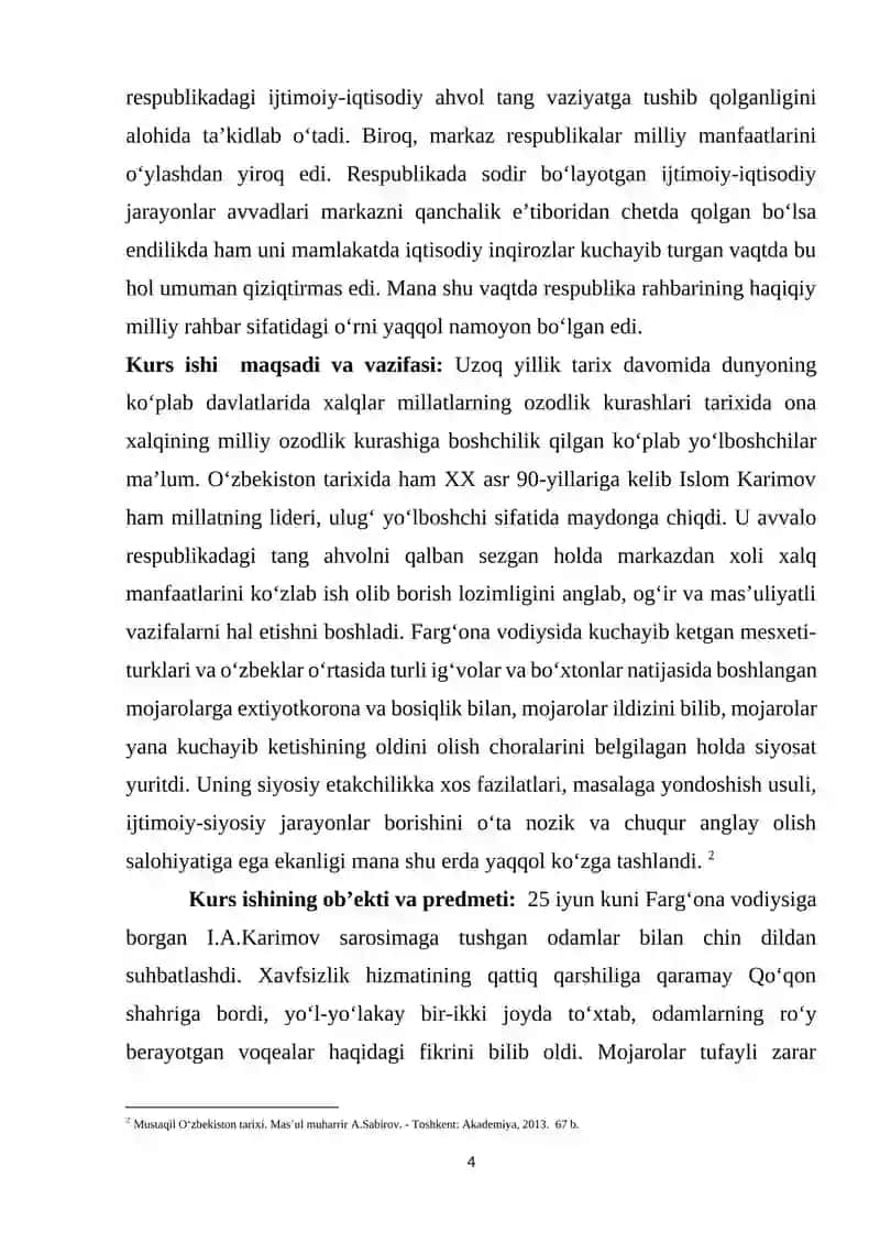 O'zbekiston Davlat Suverenitetining E'lon Qilinishi Kurs Ishi 4