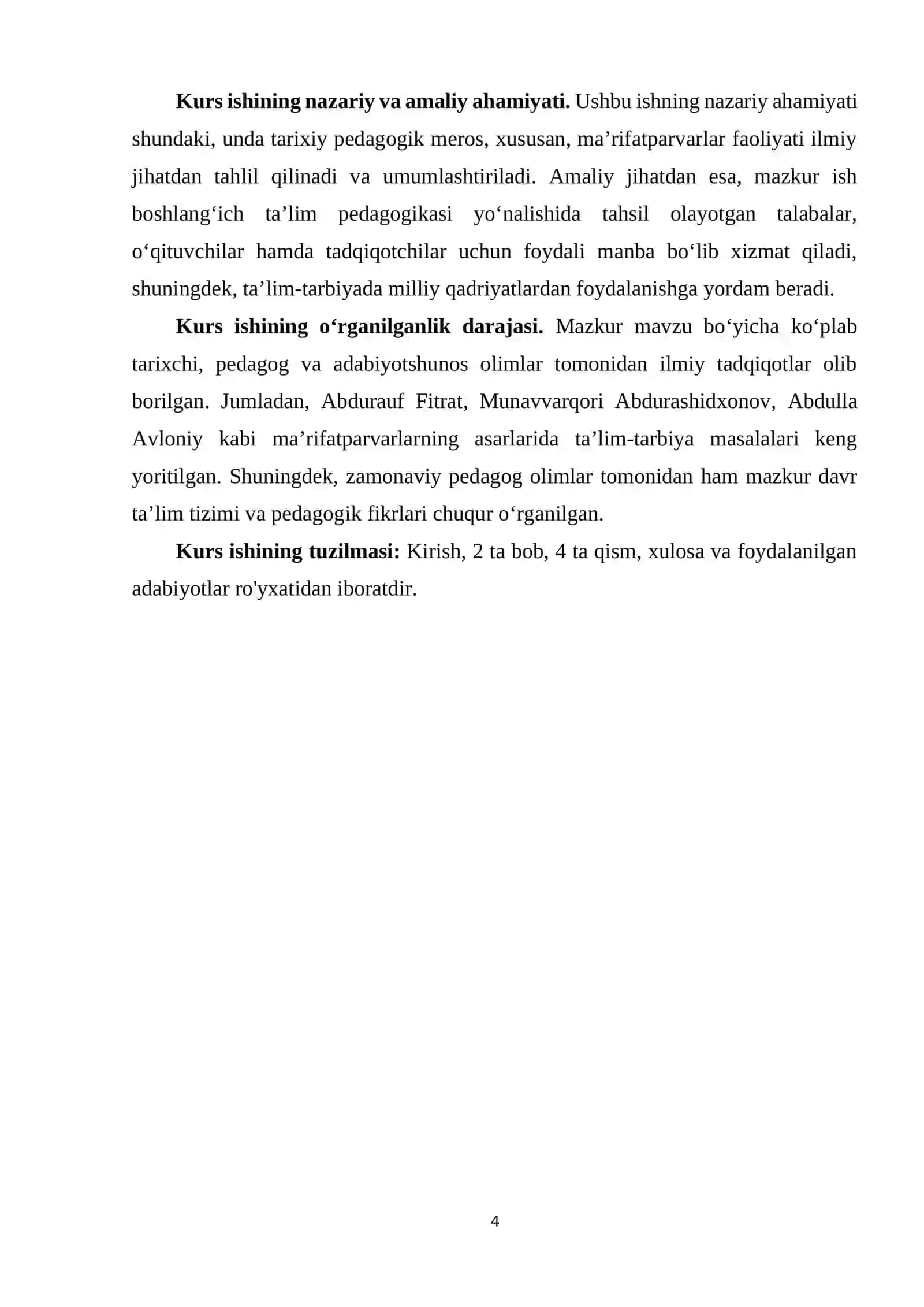 XIX asrning ikkinchi yarmi va XX asr boshlarida ta’lim va pedagogik fikrlar. Furqat va Saidahmad Siddiqiylarning ta’lim-tarbiya taraqqiyotidagi o‘rni 4