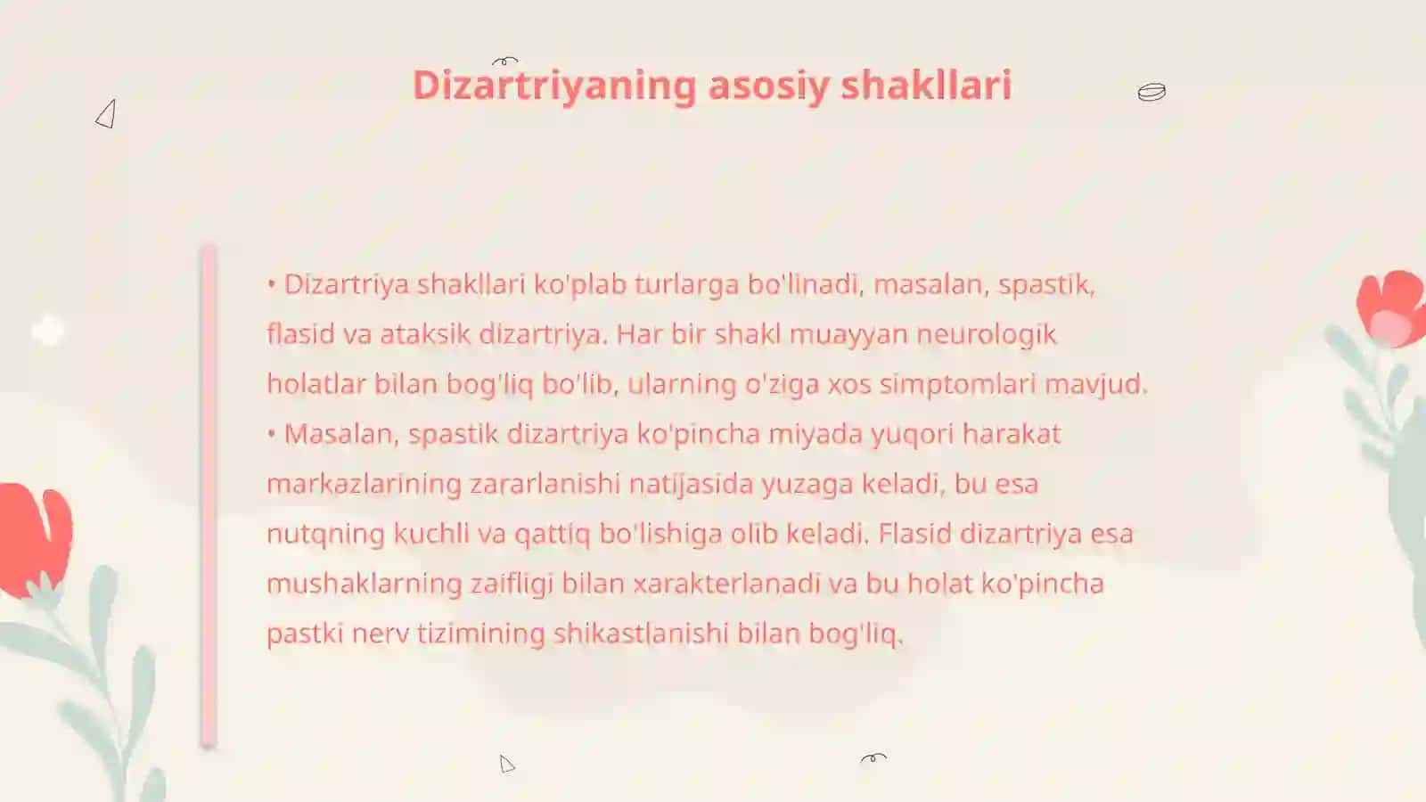 Dizartriya shakllarini sxemalashtiring 4