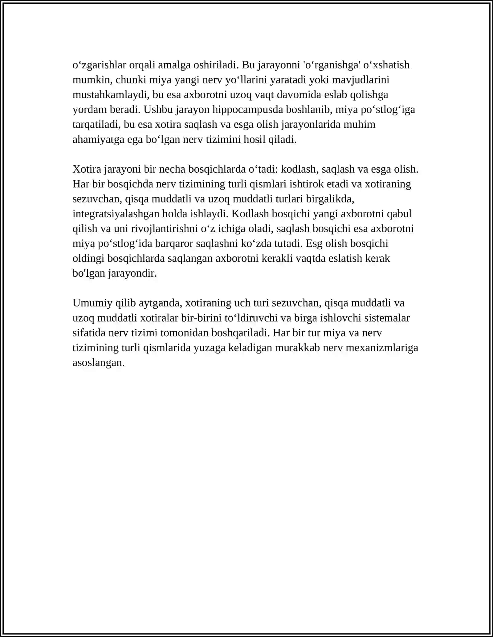 XOTIRA HAQIDA TUSHUNCHA VA UNING NERV-FIZIOLOGIK ASOSI 4