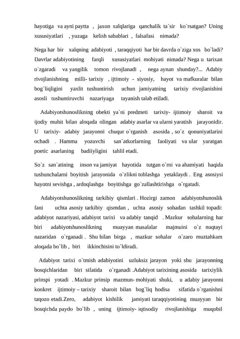 Adabiyotshunoslik – badiiy adabiyot to`g`risidagi KURS ISHI 4