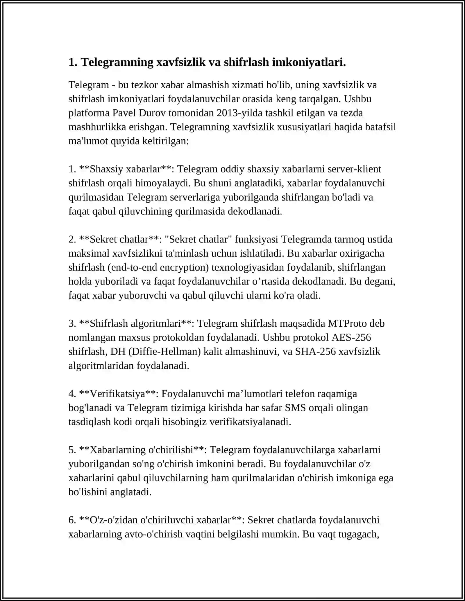 TELEGRAM, FASEBOOK, INSTAGRAMLARNI TUSHUNCHALARI VA QIYOSIY TAHLILI 4