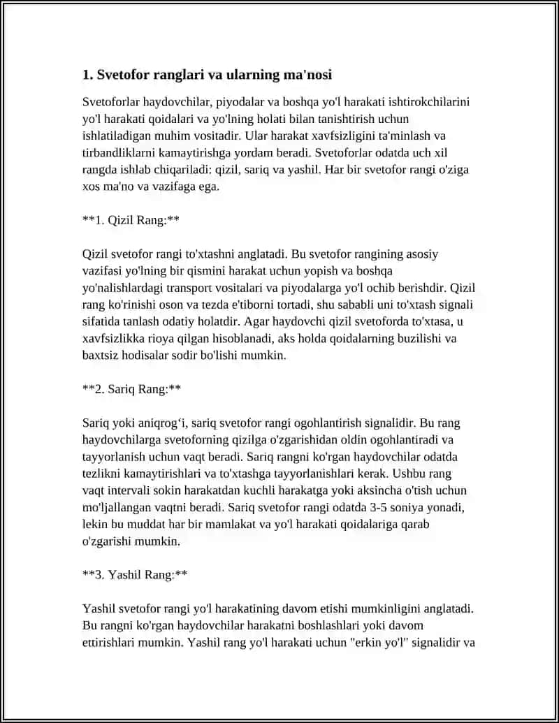 SVETOFOR VA TARTIBGA SOLUVCHINING ISGORALARI HAMDA OGOHLANTIRUVCHI VA AVARIYA ( XAVF - XATAR) ISHORALARI 4