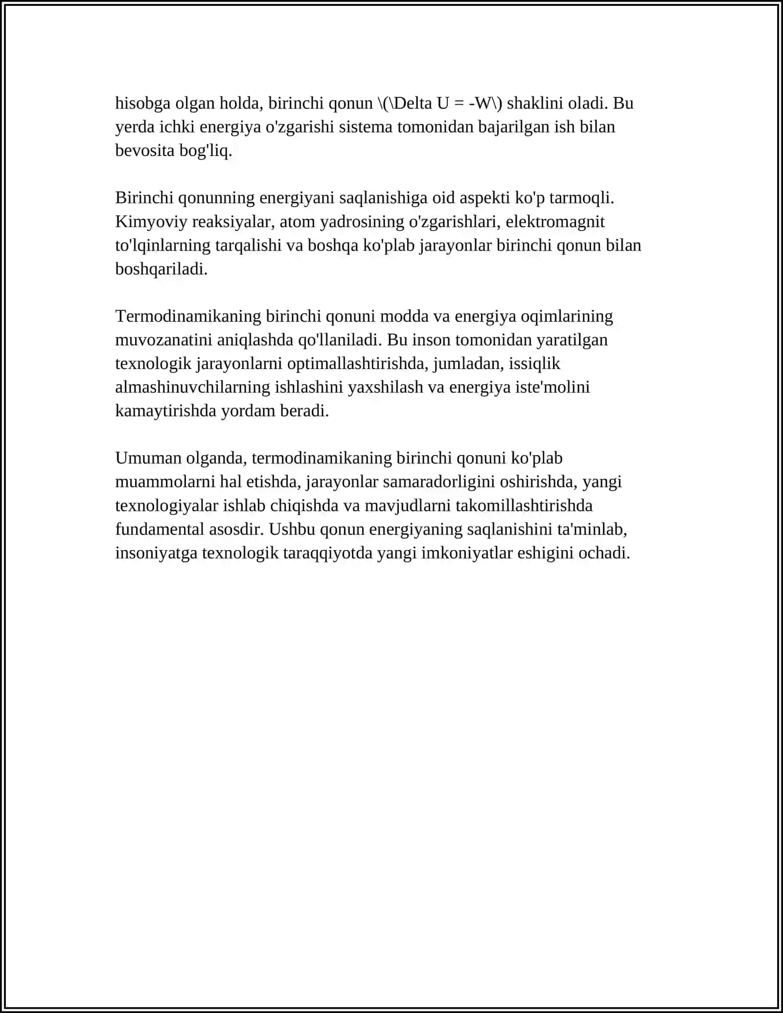 MUVOZANAT KANSTANTASINI HISOBLASHDA REAKSIYANING STANDART HOLATIDAGI ENTALPIYA VA ENTROPIYASINING QIYMATLARIDAN FOYDALANISH 4
