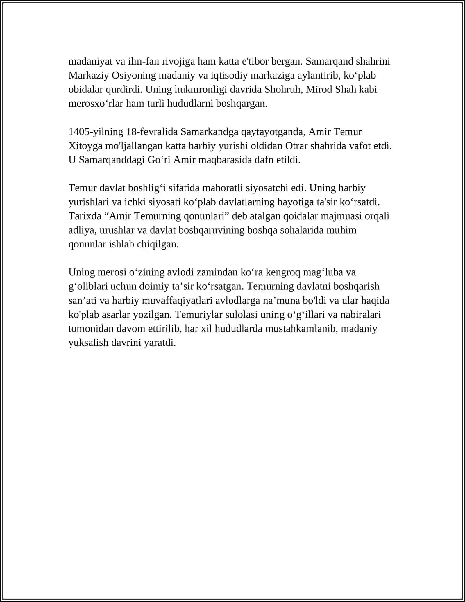 AMIR-TEMUR BUYUK DAVLAT ARBOBI 4