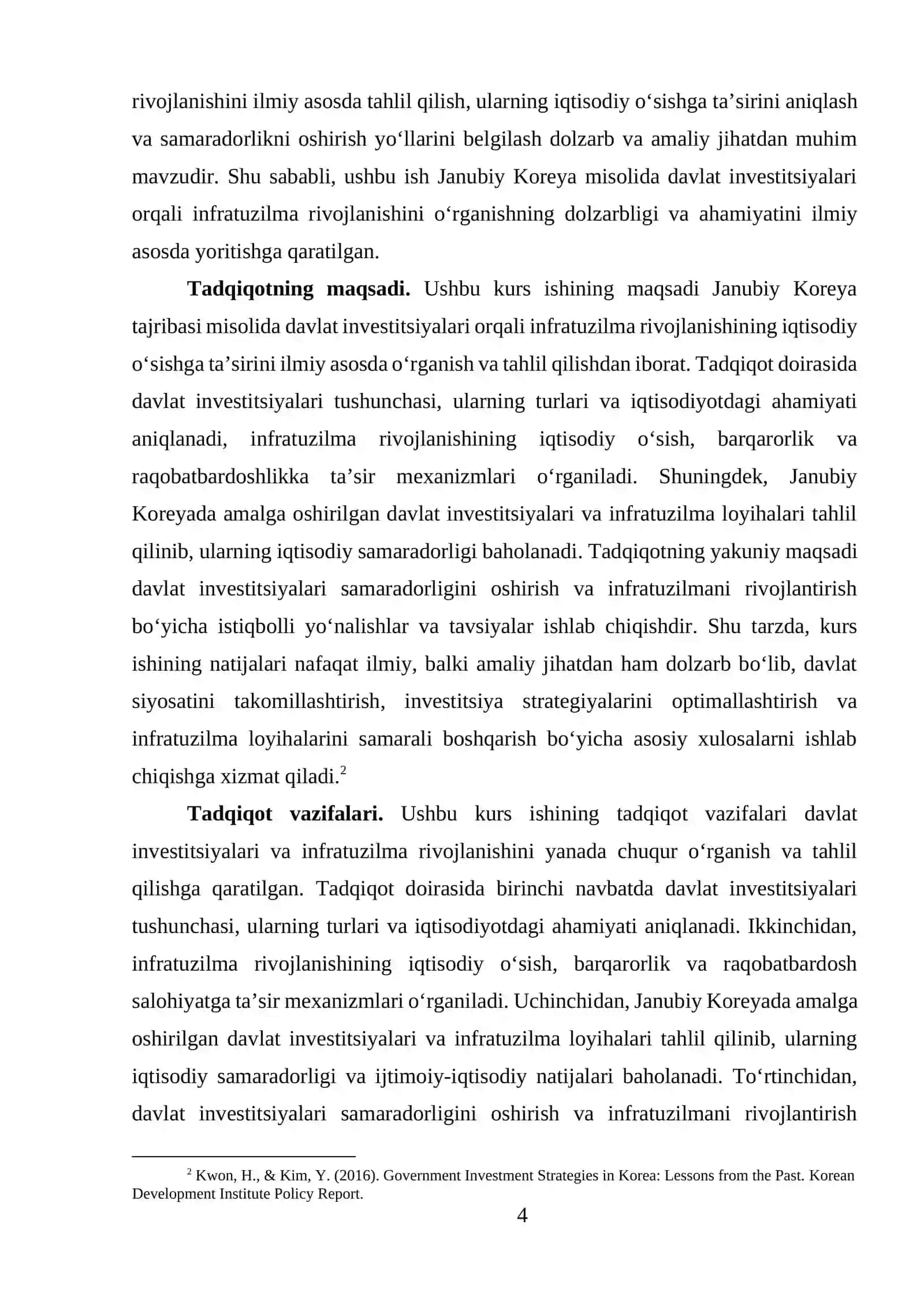 Davlat investitsiyalari va infratuzilma rivojlanishi (Janubiy Korea misolida) 4
