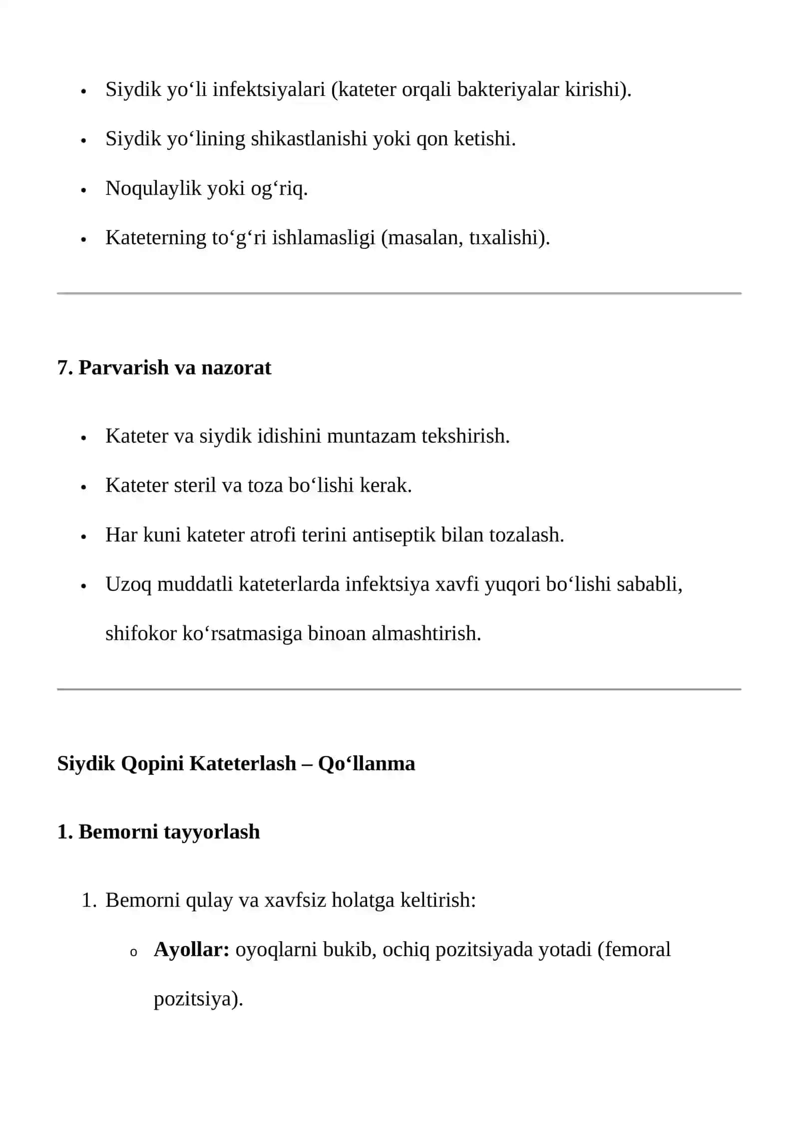 Siydik qopini kateterlash, ko'rsatma va moneliklar 4