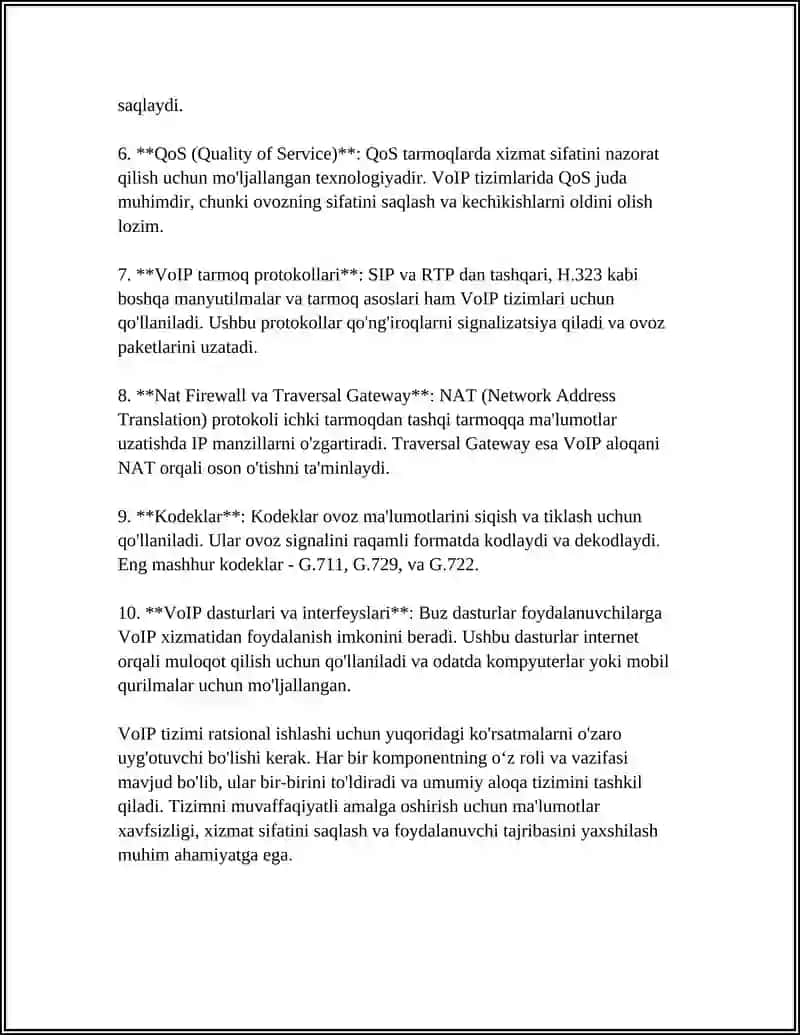 VOIP (VOICE OVER IP) TIZIMLARINI LOYIHALASH 4